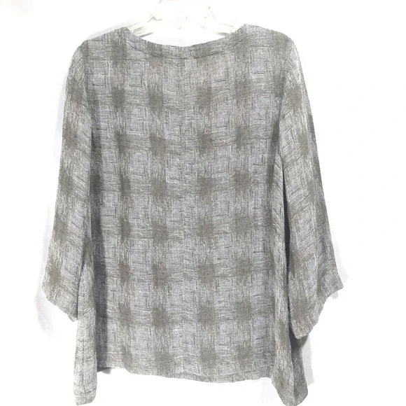 Purejill Womens Size Medium Linen Blend Blouse Popover 3/4 Sleeves Breathable - Picture 4 of 9